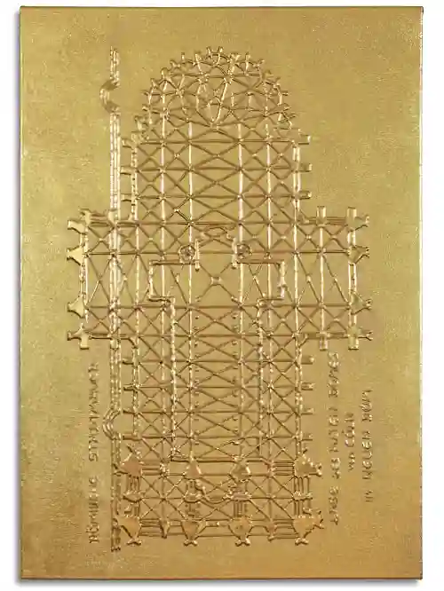 Gold Cathedral: Der Kölner Dom erscheint als monochromes, goldfarbenes Relief mit präzisen Verästelungen.